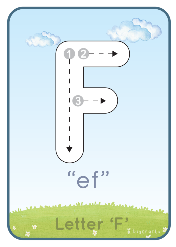 flash cards F tracing