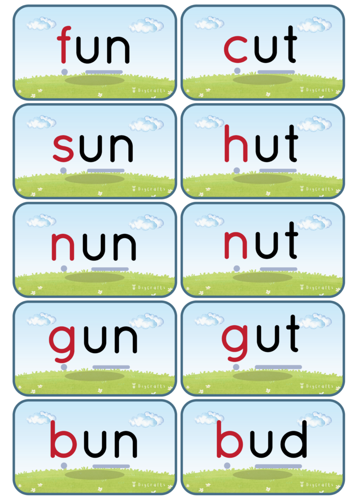 flash cards cvc w